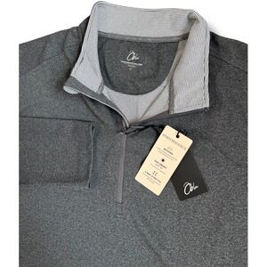 Obla Mens Performance Pullover Quarter Zip Gray Heather UPF 50 Wicking Large NWT